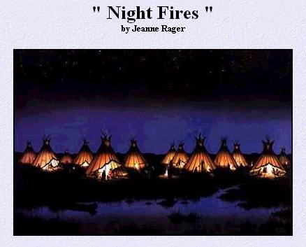 Campement indien à la tombée de la nuit
